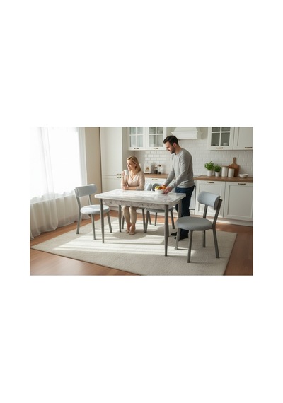 Tool Aksesuar T-6017 4 Kişik Yemek Masası Ve Açık Gri Sandalye Takımı Mutfak Salon Restorant Cafe Otel Kullanımına Uygundur Tool Aksesuar T-6017 4 Kişik Yemek Masası Ve Açık Gri Sandalye Takımı Mutfak Salon Restorant Cafe Otel Kullanımına Uygundur