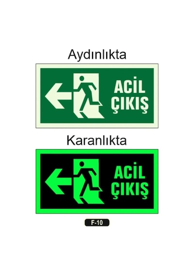 Fotolümen Fosforlu Acil Çıkış Sol Yön Levhası