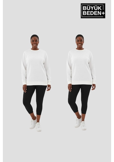 Süperlife Kadın Büyük Beden Bisiklet Yaka 2 Li Set-rahat Kalıp İnce Sweatshirt Spr26bswk956+2 Ecru-ecru Süperlife Kadın Büyük Beden Bisiklet Yaka 2 Li Set-rahat Kalıp İnce Sweatshirt Spr26bswk956+2 Ecru-ecru