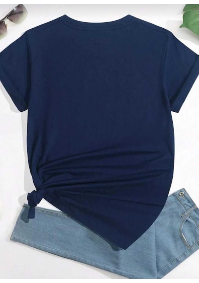 Kozia Outdoors Sevimli Kedi Baskılı Oversize Basic O Yaka Unisex T-şhirt Lacivert Lacivert