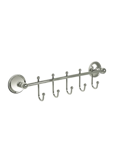 Çelik Banyo Aksesuarı Çıkmalı Beşli Askılık Gümüş