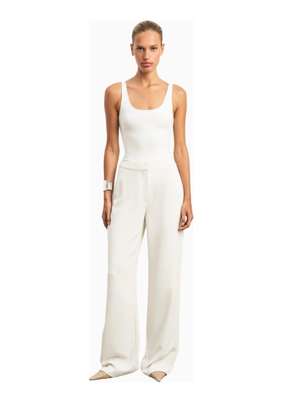 Because Of Alice Effortless Wide Leg Trousers Geniş Paça Dökümlü Kadın Pantolon Beyaz