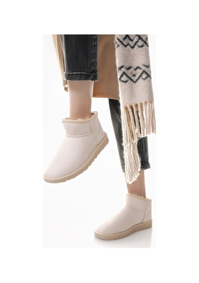 Nesilshoes Nesil Shoes Ypr 7391 Bej Süet İçi Kürklü Su İtici Kadın Bot Bej-süet
