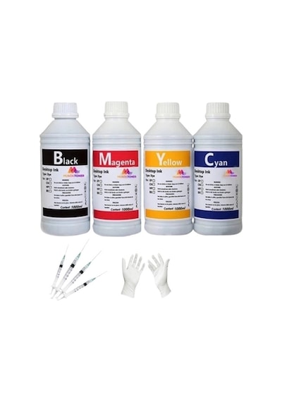 Tecprint Canon G3400 1 Litre Cmyk  Uyumlu Mürekkep Seti +enjektör+eldiven
