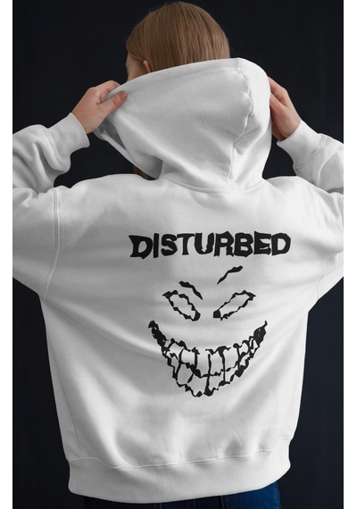 Sevbano Disturbed Rock Metal Müzik Grubu Baskılı Unisex Oversize Premium beyaz