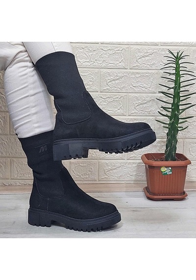 M.p 2746 Siyah Süet Bilekten Lastikli 27cm Bayan Bot 001