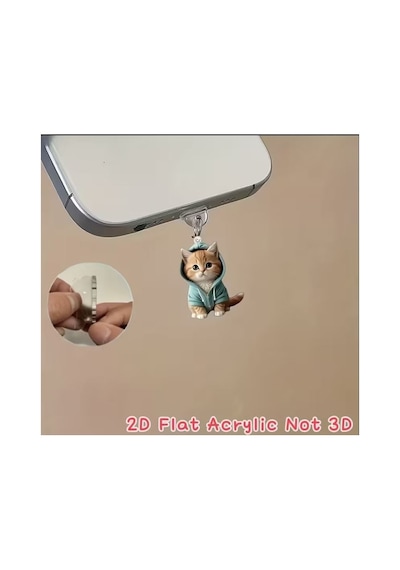 Aleylife 2d Telefon Charm Androıd Type-c Toz Koruması - Sevimli Kedi