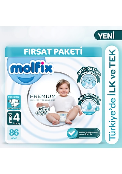 Molfix Premium Ultra Fırsat Paketi 4 Beden 86 Adet 4 Numara