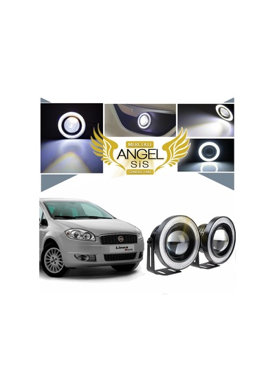Fiat Linea Uyumlu, Universal Mercekli Led Angel Sis Farı, 76mm Beyaz Renk