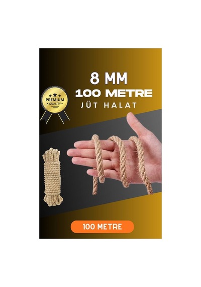 8 Mm 100 Metre Jüt Halat Dekoratif Hasır İp Urgan Süs Evimdeyokyok