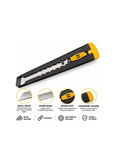 Sarı-siyah Metal Maket Bıçağı