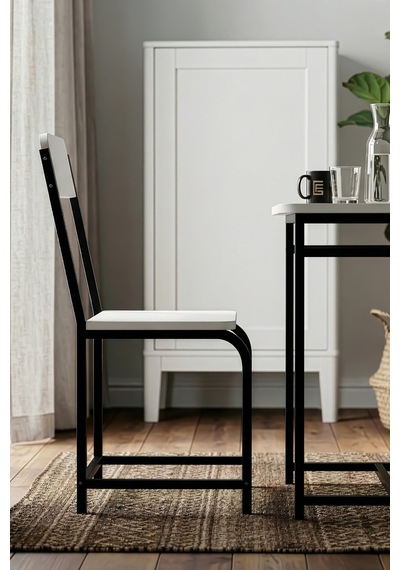 Sandalye Modern Mutfak Yemek Sandalyesi Şık Cafe Balkon Bahçe Tekli Sandalye Minör 9820 Beyaz
