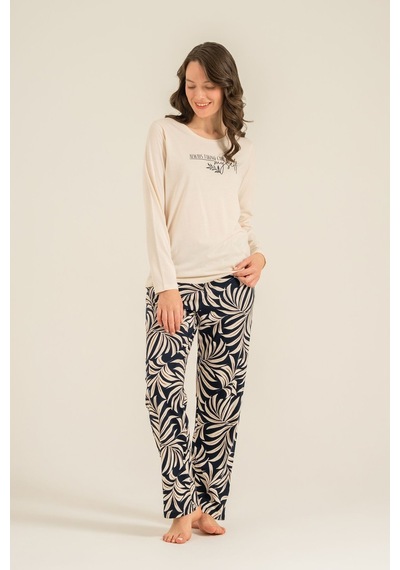 Arnetta Kadın Care Yourself Krem Uzun Kol Pijama Takım Ar3738-s-v2 Ar3738-s-v2