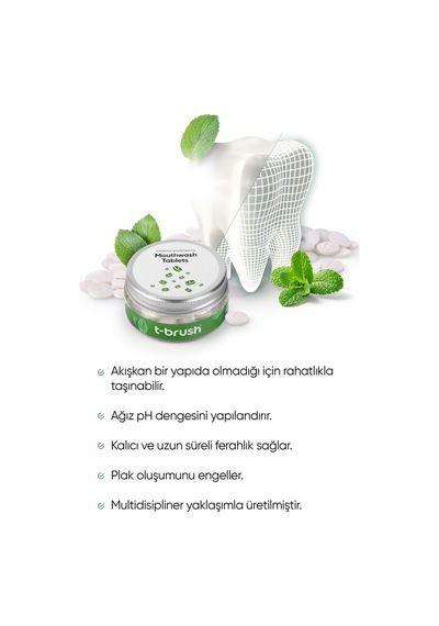Tbrush Koruyucu Ve Ferahlatıcı Ağız Çalkalama Tableti - Florürsüz- Alkolsüz - Vegan - 1.500 ml / 70 Tablet
