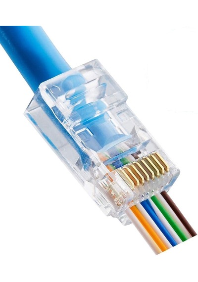 100 Adet Rj45 Cat6 Delikli Pass-through Konnektör Kolay Montaj Network Jak