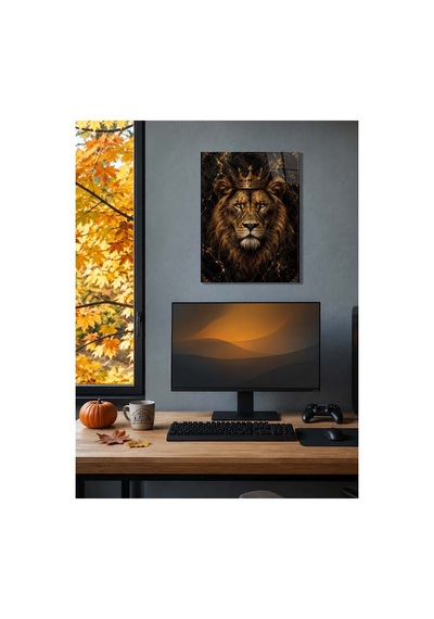 Taçlı Aslan A3 Metal Poster Siyah Gold Mermer Desenli Aslan Kral Dekoratif Duvar Tablosu Çok Renkli - 937504094 Çok Renkli - 937504094 Çok Renkli