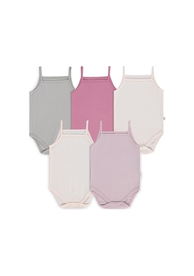 Civil Baby 5 Li Basıc İp Askılı 0-36 Ay Çıtçıtlı Badi - Pembe Pastel Pembe