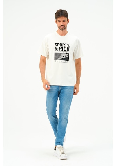 Rich Erkek Oversize Pamuk Tişört T-shirt Beyaz