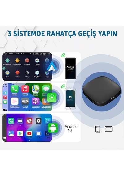 Kablosuz Carplay & Android Auto Akıllı Multimedya Kutusu Android 10 Tabanlı 2 Gb Ram + 32 Gb Rom Aı Box Dual-ba