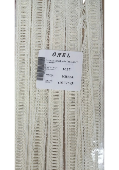 Dantel Polyester Güpür Bant Krem 15 Metre En 3 Cm On-1627-kr