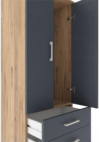 Hyperion Dolap Tek Raflı 4 Çekmeceli Tek Askılı 60x44x182 Çam... Çam