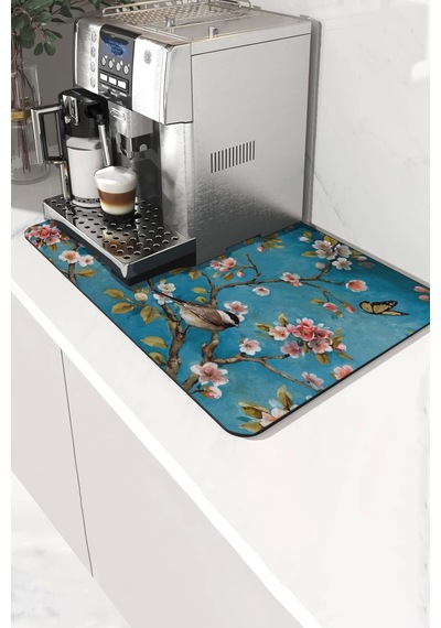 Valerine Life Kahve Makinesi Matı Sıvı Geçirmez Kaymaz Çaycı Espresso Makinesi Pad 35x45cm 27250202 Mavi