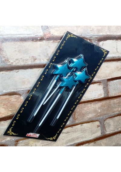 4 Adet Mavi Yıldız Pasta Mumu Yıldız Doğum Günü Pasta Mumu Mavi Pasta Mumu Yıldız Mum Black Candle Renkli