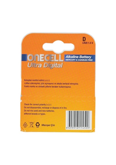 Onecell Ultra Dijital Alkalin D Boy Pil 2'li
