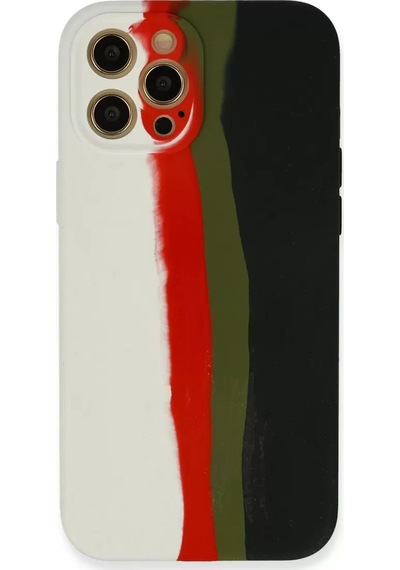 Newface Apple Apple iPhone Uyumlu  12 Pro Kılıf Ebruli Lansman Silikon - Beyaz-siyah
