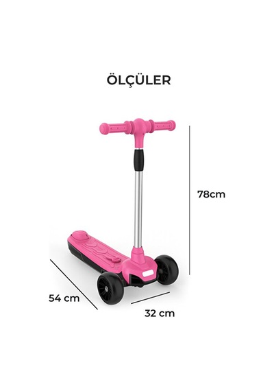 Elektrikli 3 Tekerlekli Çocuk Scooter Pembe