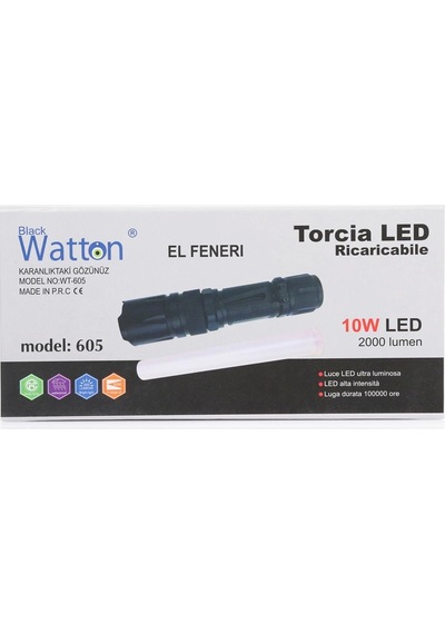 10w 2000 Lümen 4 Renk Güçlü El Feneri Wt-605 Çok Renkli