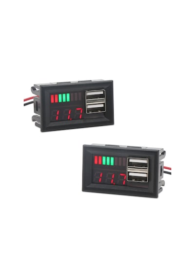 USB Soketli Voltmetreli Akü Kapasite Göstergesi 12V Pil uyumlu