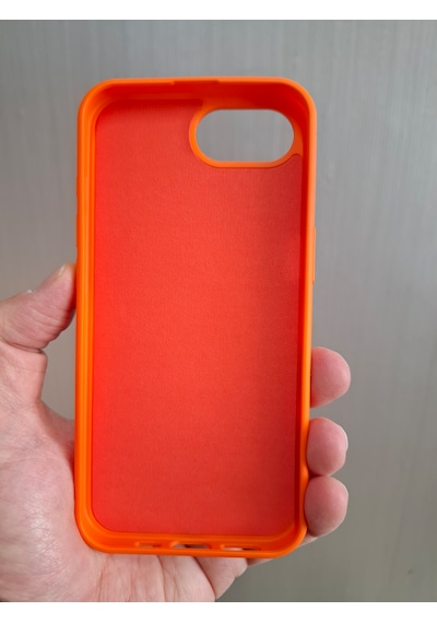 Apple Uyumlu iPhone 16e Logolu İçi Kadife Silikon Lansman Kılıf Turuncu