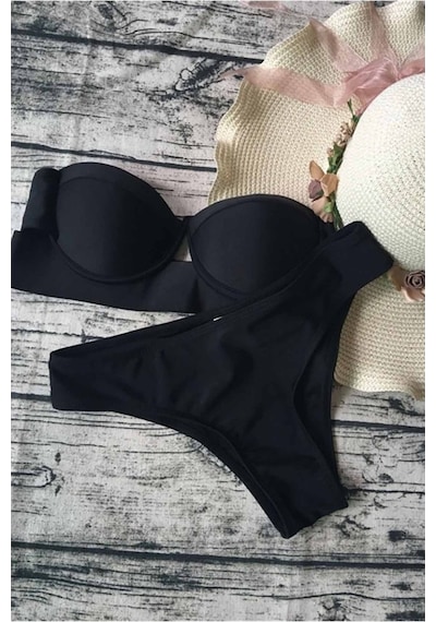 Angelsin Siyah Straplez Bikini Takım (402450014)