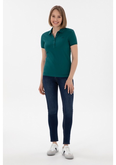 U.S. Polo Assn. Kadın Koyu Yeşil Basic Polo Yaka Tişört 50305764-VR101 U.S. Polo Assn. Kadın Koyu Yeşil Basic Polo Yaka Tişört 50305764-VR101