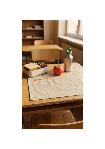 Kişiye Özel İsim Nakışlı Duck Kumaş Beslenme Örtüsü 45x35 Cm Su Ve Leke Tutmaz Kumaş - 922755444