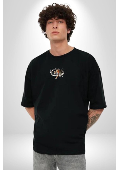 Kırık Duvar Kaplan Siyah Oversize Unisex Ön Orta Minimal Baskılı Tişört Siyah Kırık Duvar Kaplan Siyah Oversize Unisex Ön Orta Minimal Baskılı Tişört Siyah