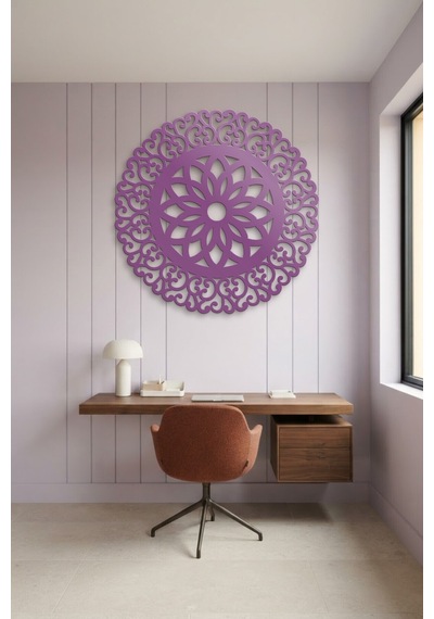Lotus Mandala Metal Duvar Tablosu - Duvar Sanatı - Duvar Dekoru - Mor