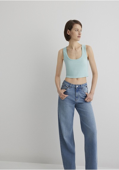 Mavi - Yeşil Crop Basic Atlet 1613071-71731 Yeşil