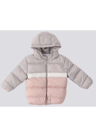 U.S. Polo Assn. U.s. Polo Assn Pudra İki Renkli Kapüşonlu Bebek Mont 5274-41624 Gri