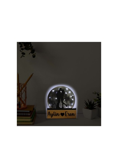 Led Işıklı Pleksi Dolunay Kişiselleştirilebilir Biblo Ametist Öpüşen Sevgili Anahtar Askılığı Gri - 737347088 Gri