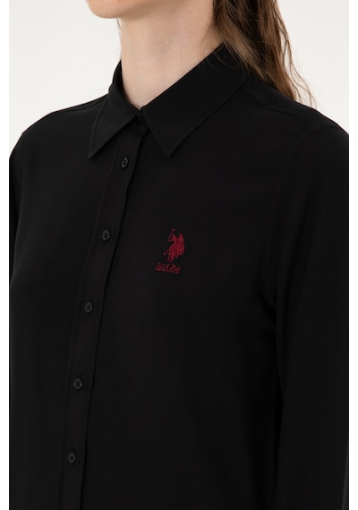 U.S. Polo Assn. Kadın Siyah Uzun Kollu Gömlek 50316429-VR046