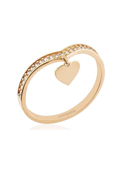Kalp Rose Altın Yüzük 14K Gold Sarkık 377236749