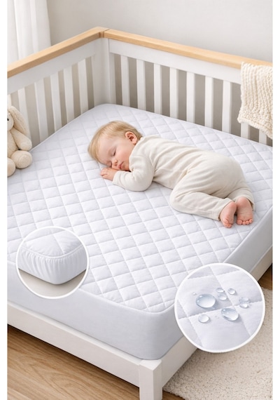 Formeya Pamuk Kapitone Fitted Sıvı Geçirmez Bebek Çocuk Alezi