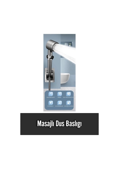 Masajlı Çok Fonksiyonlu Ayarlanabilir Filtreli Arıtmalı Krom Duş Başlığı El Duşu Lüks Kalite Diğer