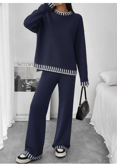Sayzen Your Shine Yirtmaçli Kazak Pantolon Alt-üst Takim Sy-2510 Lacivert