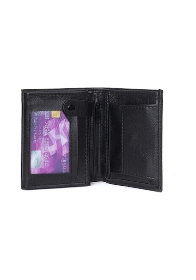 Tuldar Erkek Deri Bozuk Para Hazneli Kartlık Cüzdan 10x12cm Tul515 Siyah - Gri