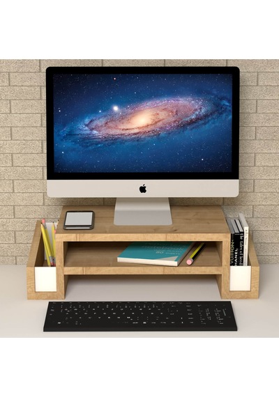 Emkawood Atlas Monitör Yükseltici Laptop Sehpası Safir Meşe