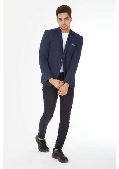 Sposo 5109 Dar Kalıp Yarım Astarlı Lacivert Erkek Blazer Ceket Lacivert