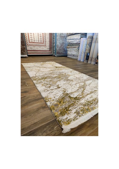 Karat 7521 Krem-yeşil Halı Beyaz